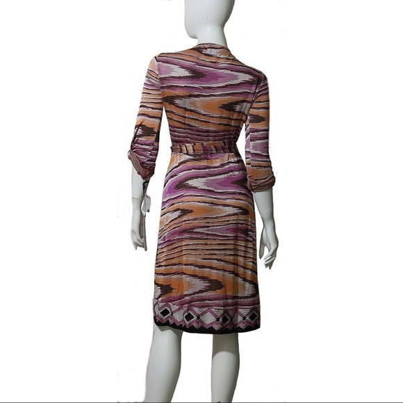 Hale Bob Dress NWT Sz Small Peach Pink Brown wrap